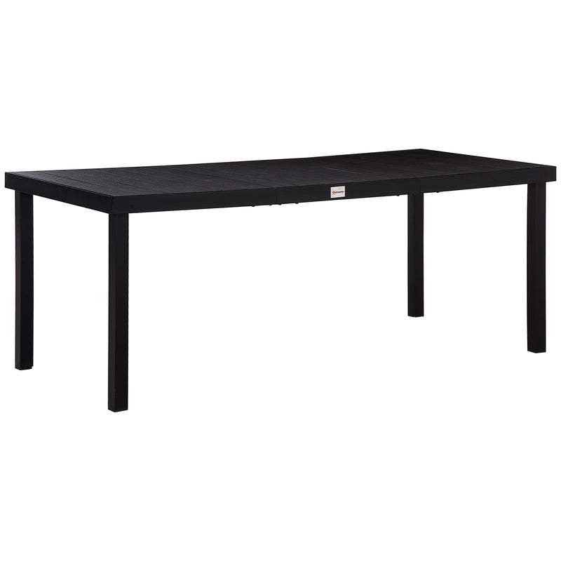 Supfirm 75" x 35" Outdoor Dining Table for 8 People, Rectangular Aluminum Frame Garden Table with All-Weather Faux Wood Top for Garden, Lawn, Patio, Black