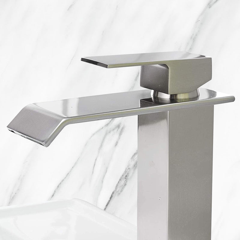 Supfirm Waterfall Spout Bathroom Faucet,Single Handle Bathroom Vanity Sink Faucet