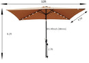 Supfirm 10 x 6.5t Rectangular Patio Solar LED Lighted Outdoor Market Umbrellas with Crank & Push Button Tilt for Garden Shade Outside Swimming Pool