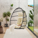 Supfirm Outdoor Garden Rattan Egg Swing Chair Hanging Chair Wood