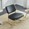 Supfirm PU material cushioned rocking chair, unique rocking chair, cushioned seat, black backrest rocking chair, and gold metal legs. Comfortable side chairs in the living room, bedroom, and office