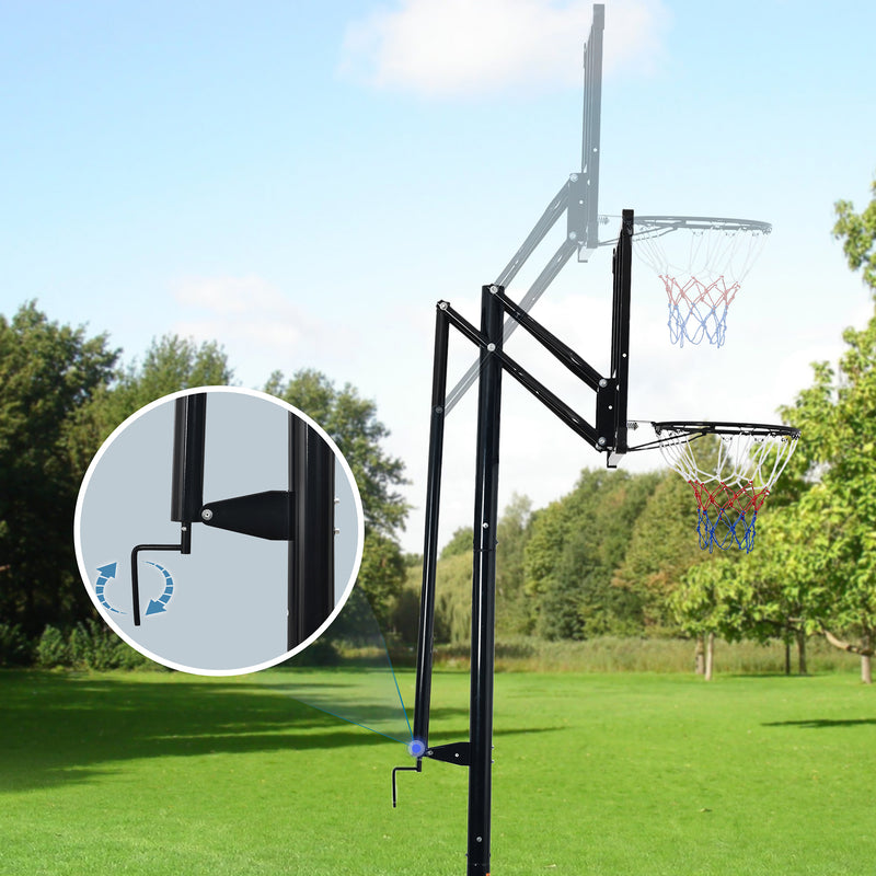 Supfirm Portable Basketball Hoop & Goal with Vertical Jump Measurement, Outdoor Basketball System with 7.5-10ft Height Adjustment in 44'' Backboard for Youth/Audlt, Manual Lifting Basketball Hoop