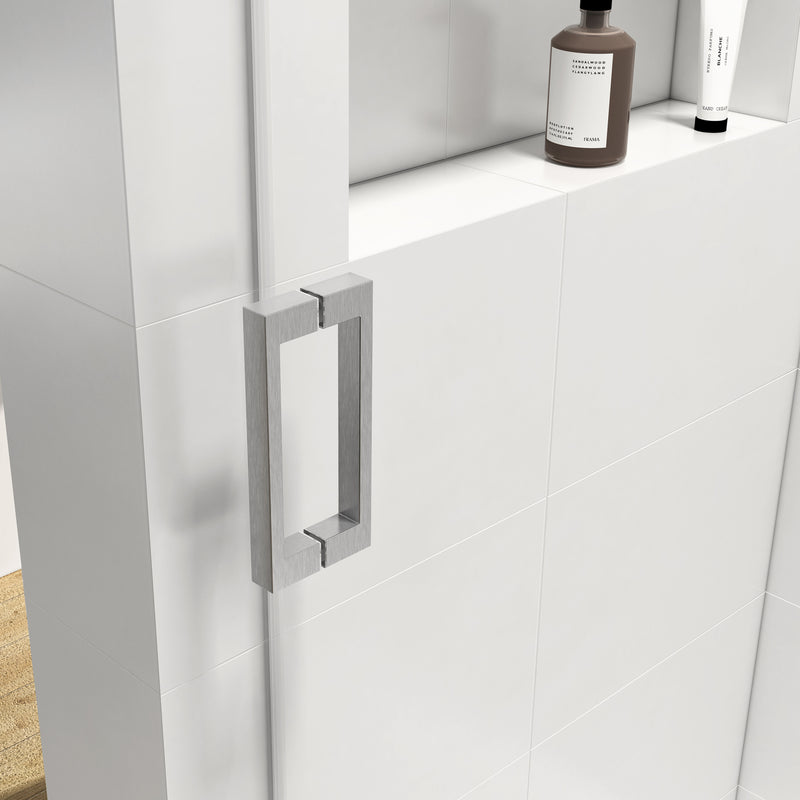 Supfirm 72*76" Single Sliding Frameless Shower Door Brushed Nickel With Buffer