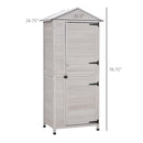 Supfirm 36" x 25" x 79" Wooden Storage Shed Cabinet, Outdoor Tool Shed Organizer with 4-Tier, 3 Shelves with Handle Tin Roof Magnetic Latch Foot Pad, Light Grey