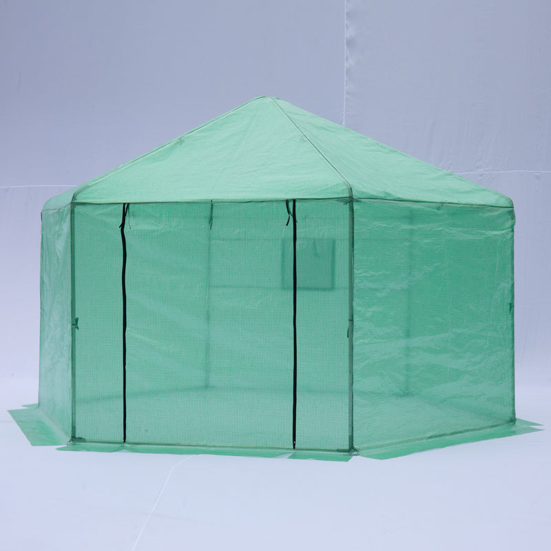 Supfirm Walk-in Greenhouse Hexagonal Upgrade Reinforced Frame Heavy Duty Plastic Greenhouse Reinforced Thickened Waterproof Insulation(13.1*8.6 ft)