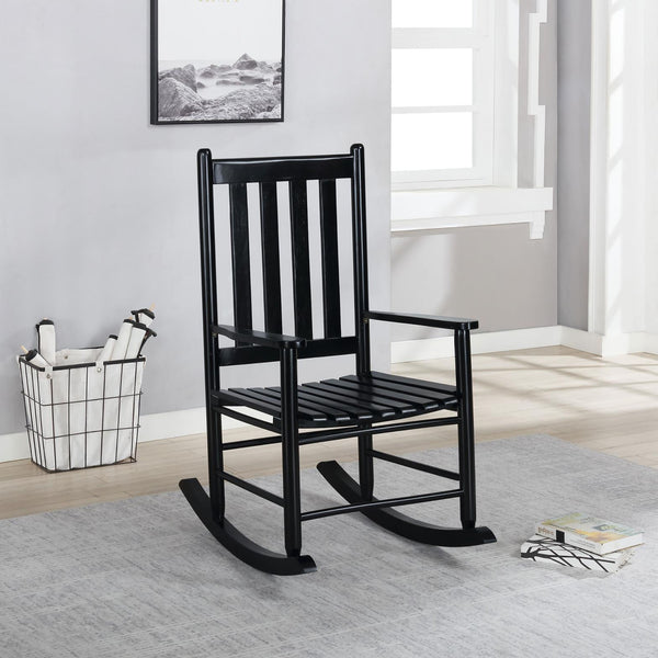 Supfirm Black Slat Back Rocking Chair