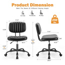 SWEETCRISPY PU Leather Low Back Task Chair Small Home Office Chair with Wheels - Supfirm