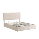 Queen size Upholstered Platform bed with a Hydraulic Storage System - Beige - Supfirm