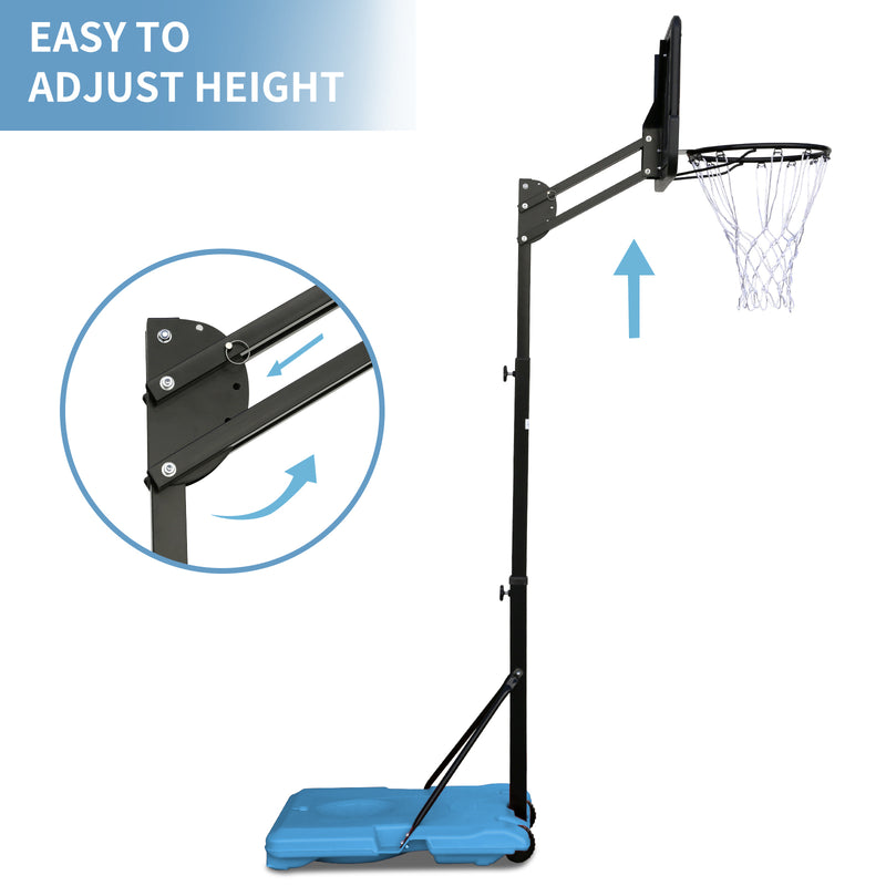 Supfirm Use for Outdoor Height Adjustable 4.8 to 7.7ft Basketball Hoop 44 Inch Backboard Portable Basketball Goal System with Stable Base and Wheels