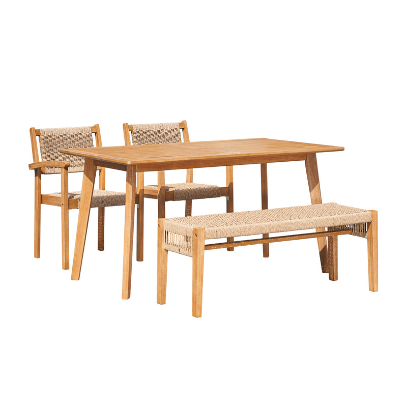 Supfirm Mauricio 4-Piece Acacia Wood Dining Set with Stacking Chair