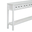 Supfirm TREXM Rustic Entryway Console Table, 60" Long Sofa Table with two Different Size Drawers and Bottom Shelf for Storage (Antique White)