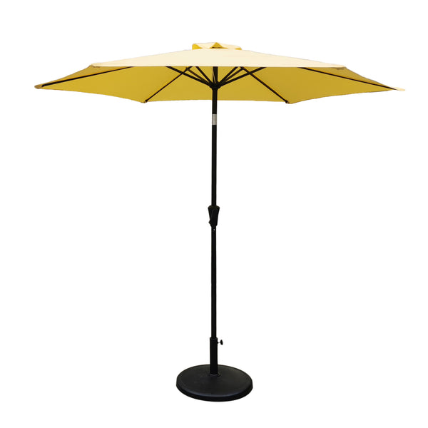 Supfirm 8.8 feet Outdoor Aluminum Patio Umbrella, Patio Umbrella, Market Umbrella with 42 pounds Round Resin Umbrella Base, Push Button Tilt and Crank lift, Yellow