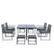 Supfirm 9 Pieces Patio Dining Sets Outdoor Space Saving Rattan Chairs with Glass Table Top Grey Wicker + Dark Grey Cushion