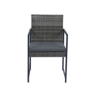 Supfirm 9 Pieces Patio Dining Sets Outdoor Space Saving Rattan Chairs with Glass Table Top Grey Wicker + Dark Grey Cushion