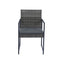 Supfirm 9 Pieces Patio Dining Sets Outdoor Space Saving Rattan Chairs with Glass Table Top Grey Wicker + Dark Grey Cushion