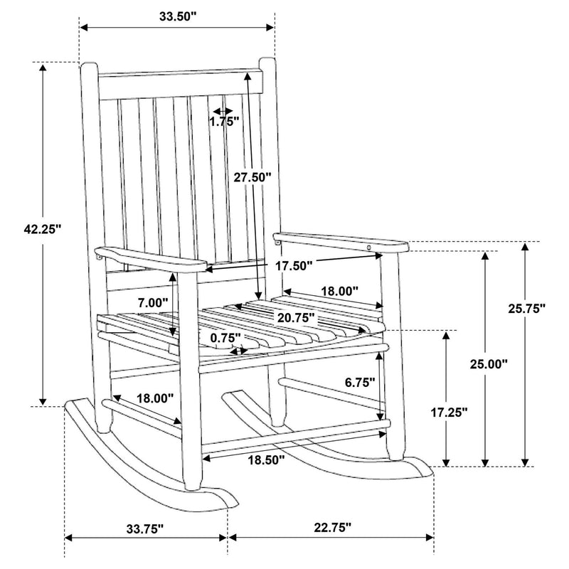 Supfirm Golden Brown Slat Back Rocking Chair