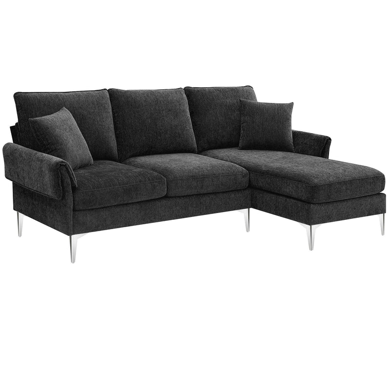 84 " Convertible Sectional Sofa, Modern Chenille L-Shaped Sofa Couch with Reversible Chaise Lounge, Fit for Living Room, Apartment(2 Pillows) - Supfirm