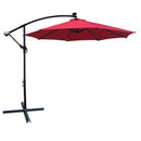 Supfirm 10 ft Outdoor Patio Umbrella Solar Powered LED Lighted 8 Ribs Umbrella with Crank and Cross Base for Garden  Outside Deck Swimming Pool