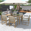 Supfirm Patio Dining Set Outdoor Dining Table and Chair Set with  and Removable Cushions for Patio, Backyard, Garden, Light Teak