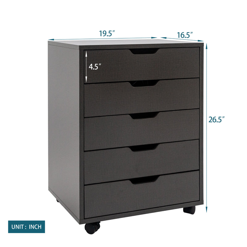 Supfirm The filing cabinet has five drawers, a small rolling filing cabinet, a printer rack, an office locker, and an office pulley movable filing cabinet  dark  Gray