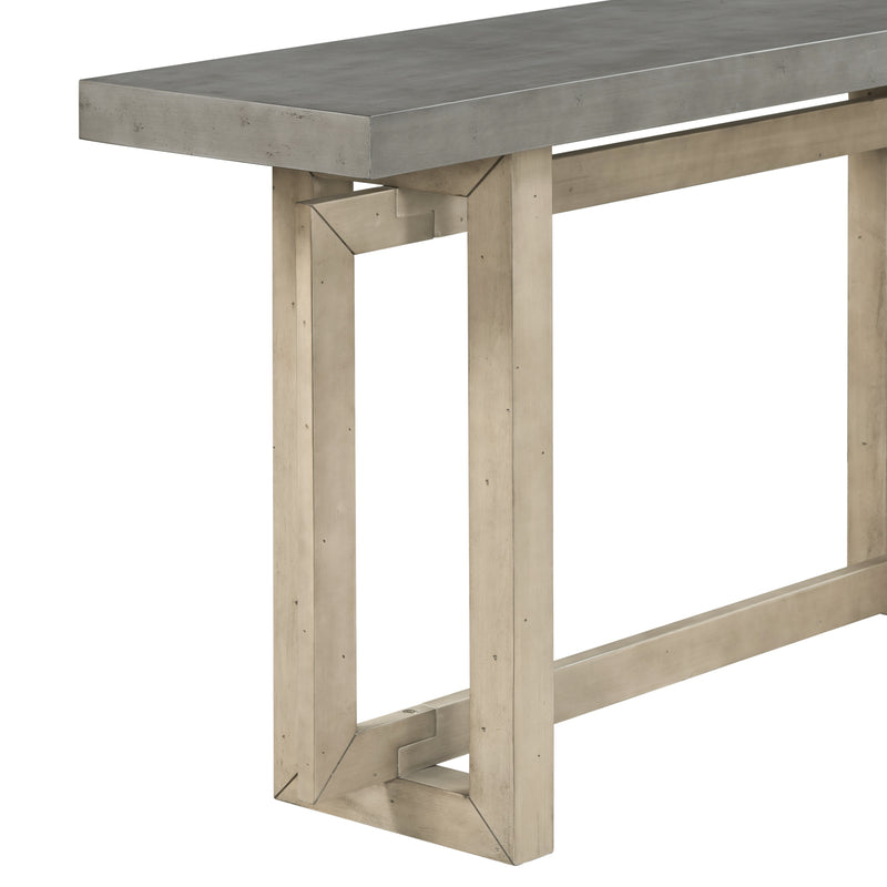 Supfirm U_STYLE Contemporary Console Table with  Industrial-inspired Concrete Wood Top, Extra Long Entryway Table for Entryway, Hallway, Living Room, Foyer, Corridor