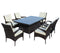 Supfirm Patio 7-Piece Rectangular Dining Set with 6 Dining Chairs (Brown &Beige Cushion )