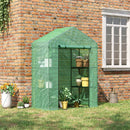 Supfirm 5' x 2.5' x 6.5' Mini Walk-in Greenhouse Kit, Portable Green House with 3 Tier Shleves, Roll-Up Door, and Weatherized PE Cover for Backyard Garden, Green