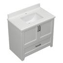 Solid Wood 36" Bathroom Vanity with Sink Combo, Modern Undermount Single Bathroom Cabinet Set, Includes Countertop & Integrated Sink, Soft Closing Doors & Drawers, Bathroom Dresser Light Gray - Supfirm