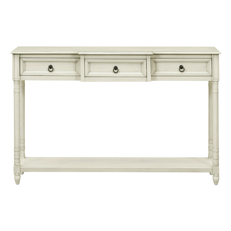 Supfirm TREXM Console Table Sofa Table with Drawers for Entryway with Projecting Drawers and Long Shelf (Antique White, OLD SKU: WF189574AAK)