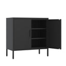 Supfirm Metal Storage Cabinet with 2 Doors and 2 Adjustable Shelves, Steel Lockable Garage Storage Cabinet, Metal File Cabinet for Home Office School Gym, Black