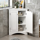 Supfirm White Triangle Bathroom Storage Cabinet with Adjustable Shelves, Freestanding Floor Cabinet for Home Kitchen