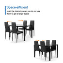 5 Pieces Dining Table Set for 4,Kitchen Room Tempered Glass Dining Table ,4 Faux Leather Chairs ,Black - Supfirm