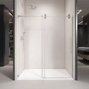 Supfirm 44'' - 48'' W x 76'' H Single Sliding Frameless Shower Door With 3/8 Inch (10mm) Clear Glass in Brushed Nickel