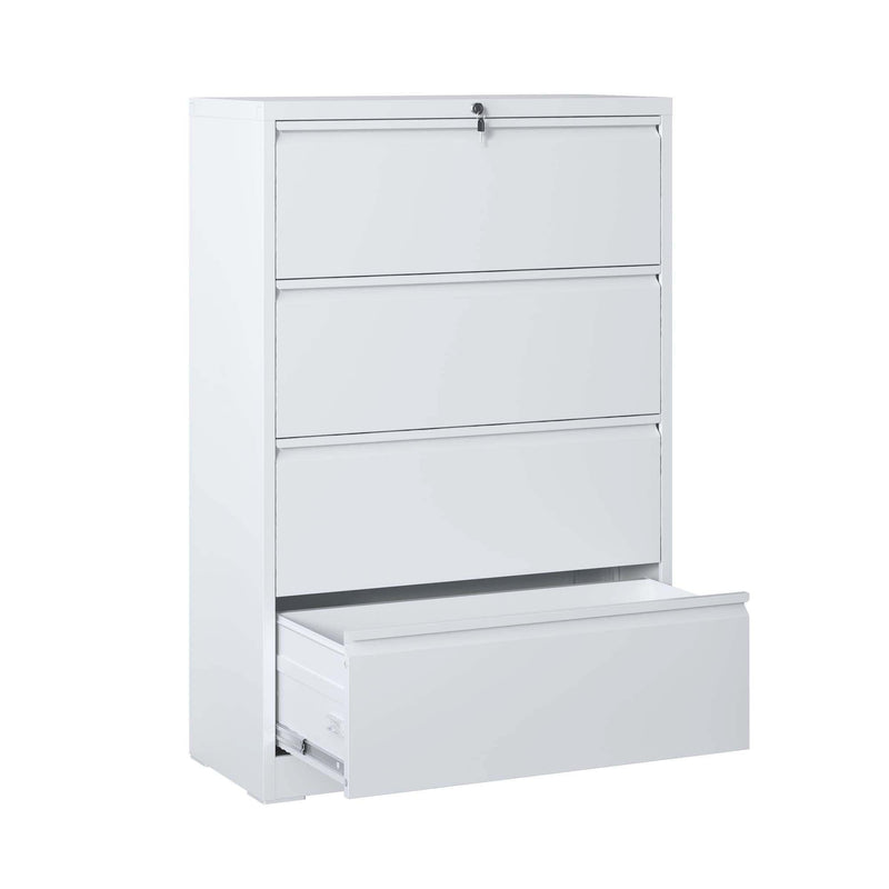 Supfirm Lateral File Cabinet 4 Drawer, White Filing Cabinet with Lock, Lockable File Cabinet for Home Office, Locking Metal File Cabinet for Legal/Letter/A4/F4 Size