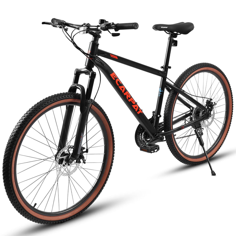 Supfirm Ecarpat Mountain Bike 24 Inch Wheel, 21-Speed Disc Brakes Trigger Shifter, Carbon Steel Frame Youth Teenagers Mens Womens Trail Commuter City Snow Beach Mountain Bikes Bicycles