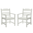 Supfirm Patio Dining Chair with Armset Set of 2, Pure White with Imitation Wood Grain Wexture,HIPS Material