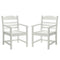 Supfirm Patio Dining Chair with Armset Set of 2, Pure White with Imitation Wood Grain Wexture,HIPS Material