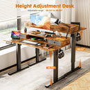 Sweetcrispy Home Office Height Adjustable Electric Standing Desk with Storage Shelf Double Drawer - Supfirm