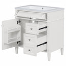 Supfirm 30'' Bathroom Vanity with Top Sink, Modern Bathroom Storage Cabinet with 2 Drawers and a Tip-out Drawer, Single Sink Bathroom Vanity - Supfirm