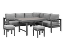 Supfirm 6-Pieces Outdoor Dining Set, Grey Aluminum Frame with Dark Grey Cushions