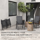 Supfirm Set of 4 Patio Folding Chairs, Stackable Outdoor Sling Patio Dining Chairs with Armrests for Lawn, Camping, Dining, Beach, Metal Frame, No Assembly, Black