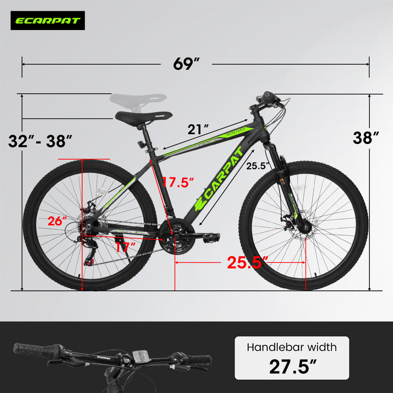 Supfirm A26322 26-inch mountain bike adult aluminum frame shock absorbing front fork bike 21-speed disc brake mountain bike