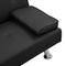 sofa bed with Armrest two holders WOOD FRAME, STAINLESS LEG, FUTON BLACK PVC - Supfirm