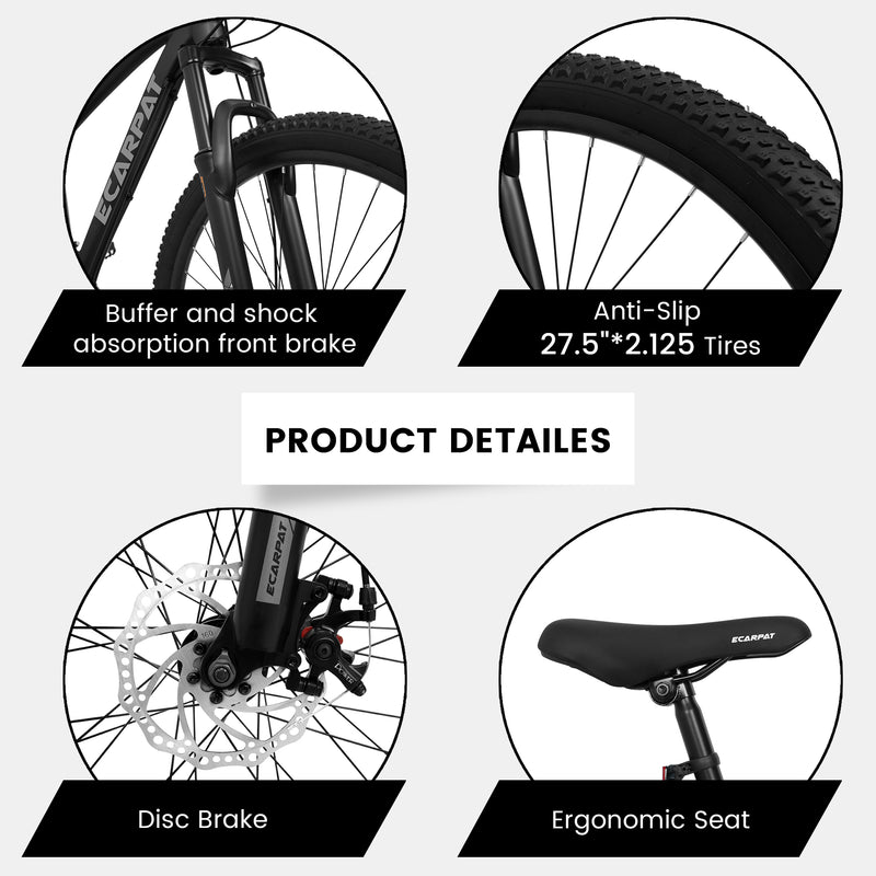 Supfirm A2757 27 inch Mountain Bike 21 Speeds, Suspension Fork, Aluminum Frame Disc-Brake for Men Women Mens MTB Bicycle Adlut Bike