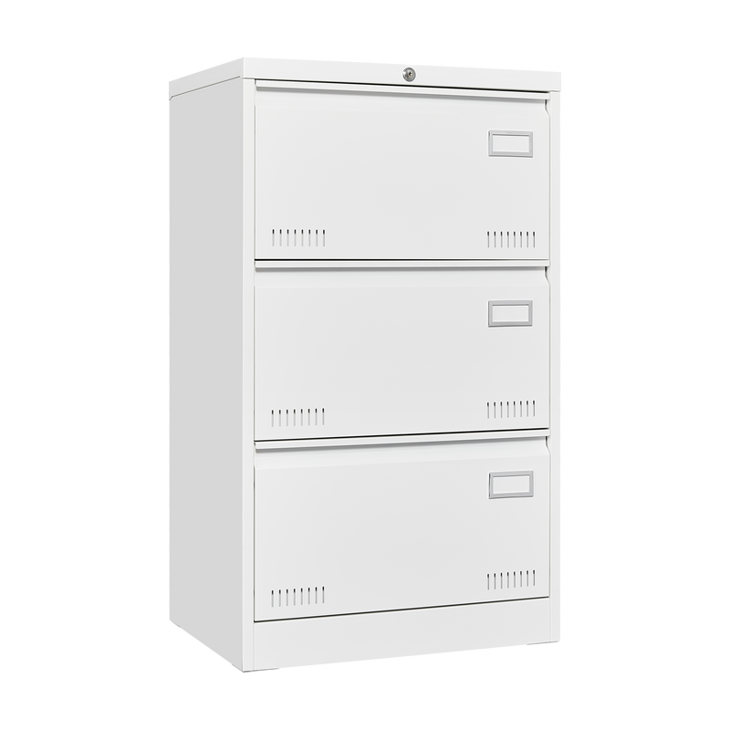 Supfirm Filing Cabinet Lateral File Cabinet 3 Drawer, White Filing Cabinets with Lock, Locking Metal File Cabinets Three Drawer Office Cabinet for Legal/Letter/A4/F4 Home Offic