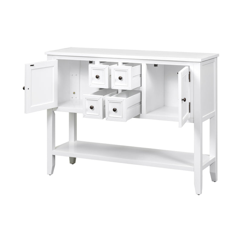 Supfirm TREXM Cambridge Series  Ample Storage Vintage Console Table with Four Small Drawers and Bottom Shelf for Living Rooms, Entrances and Kitchens (White, OLD SKU: WF190263AAA)