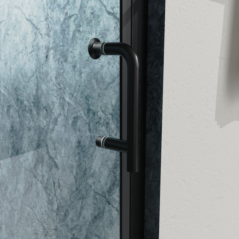 Supfirm 30 In. to 31-3/8 In. x 72 In. Semi-Frameless Pivot Shower Door in Matte Black With Clear Glass