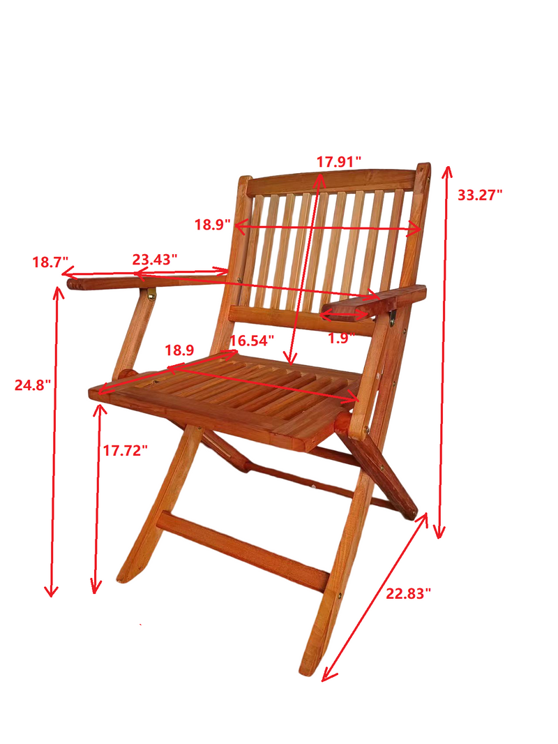 Supfirm Foldable Patio Dining Set, 4 Folding Chairs & 1 Dining Table, Indoor and outdoor universal,Teak