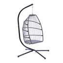 Supfirm Outdoor Patio Wicker Folding Hanging Chair,Rattan Swing Hammock Egg Chair With Cushion And Pillow