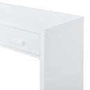 Supfirm TREXM Modern Minimalist Console Table with Open Tabletop and Four Drawers with Metal Handles for Entry Way, Living Room and Dining Room (White)